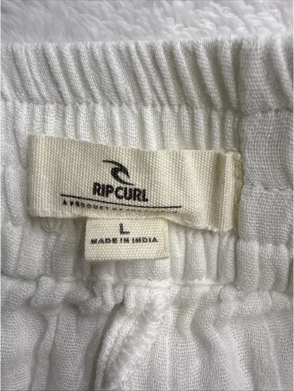 Rip Curl White cotton Wide Leg Pants with Textured Fabric L (2367) - Picture 7 of 8